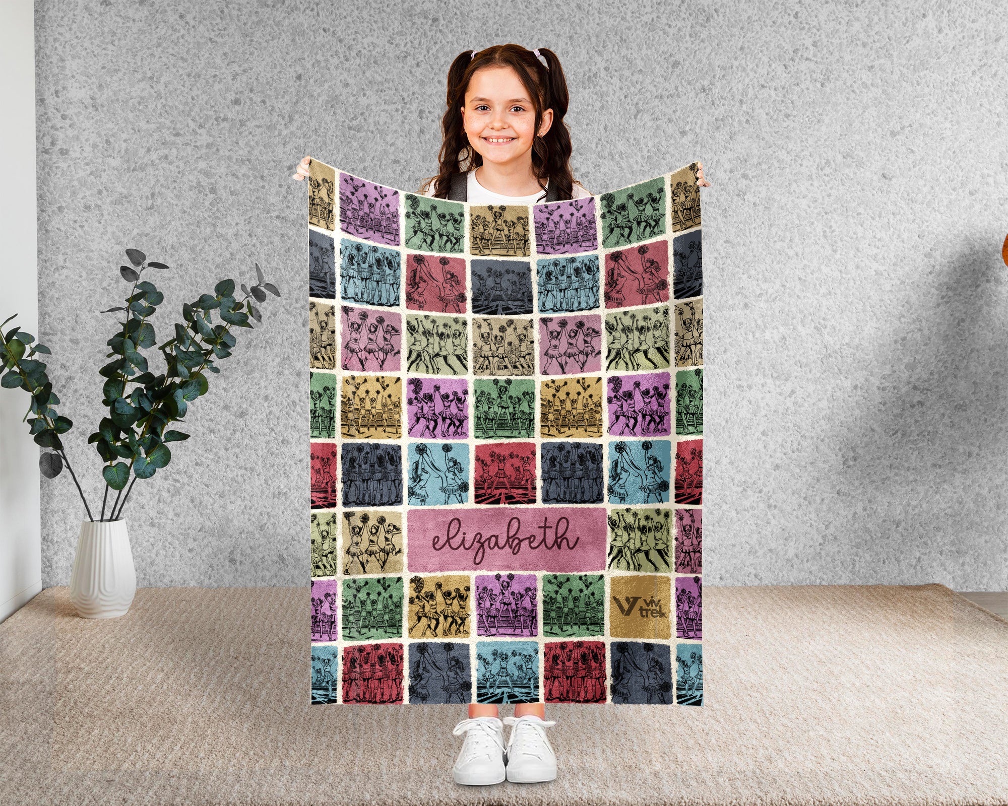 Custom Cheerleading Blanket Personalized Name Throw Cozy Sport Theme Decor Cheerleader Gift Unique Athletic Home Accent