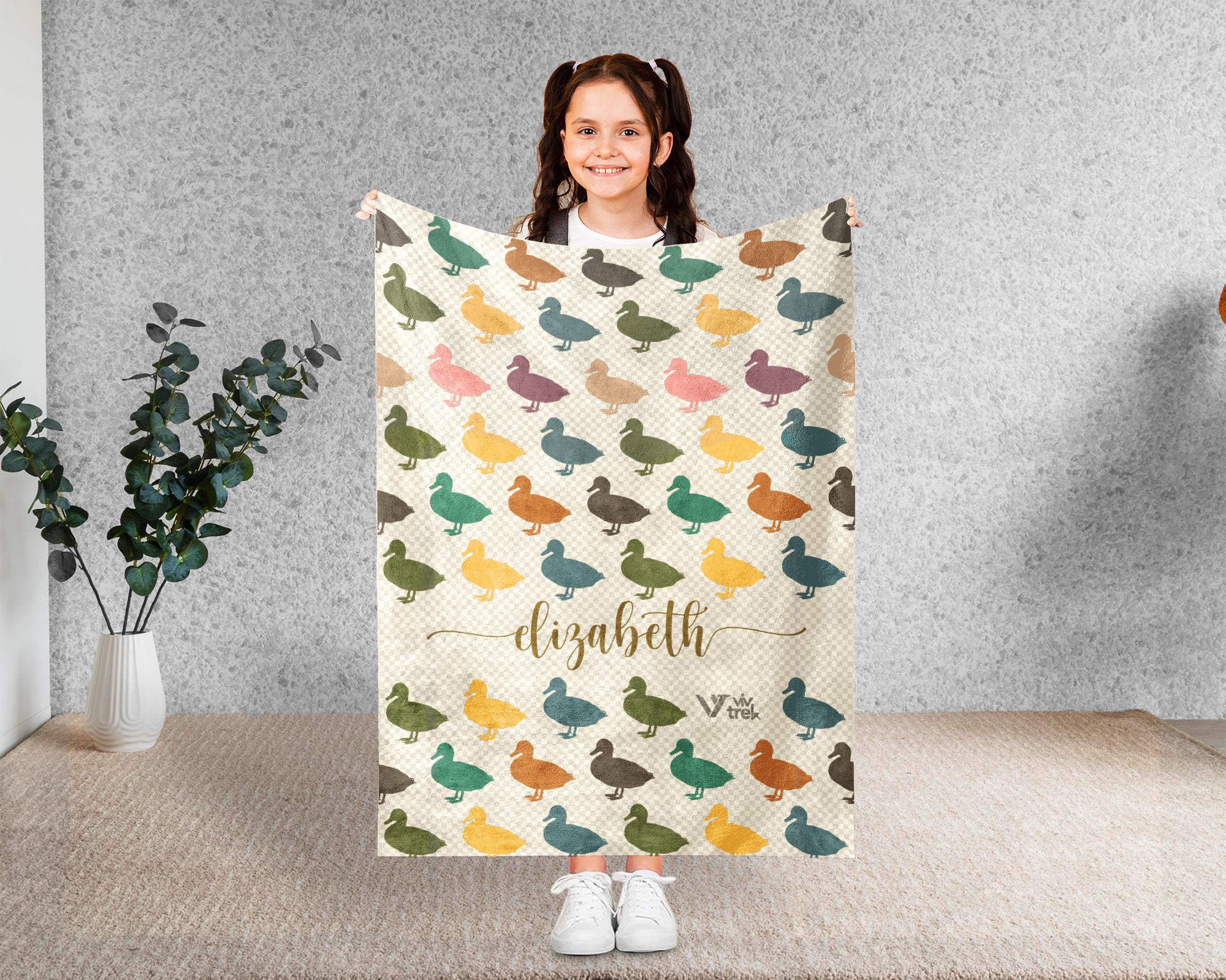 Custom Name Duck Lover Blanket – Vintage Wildlife Farm Animal Throw