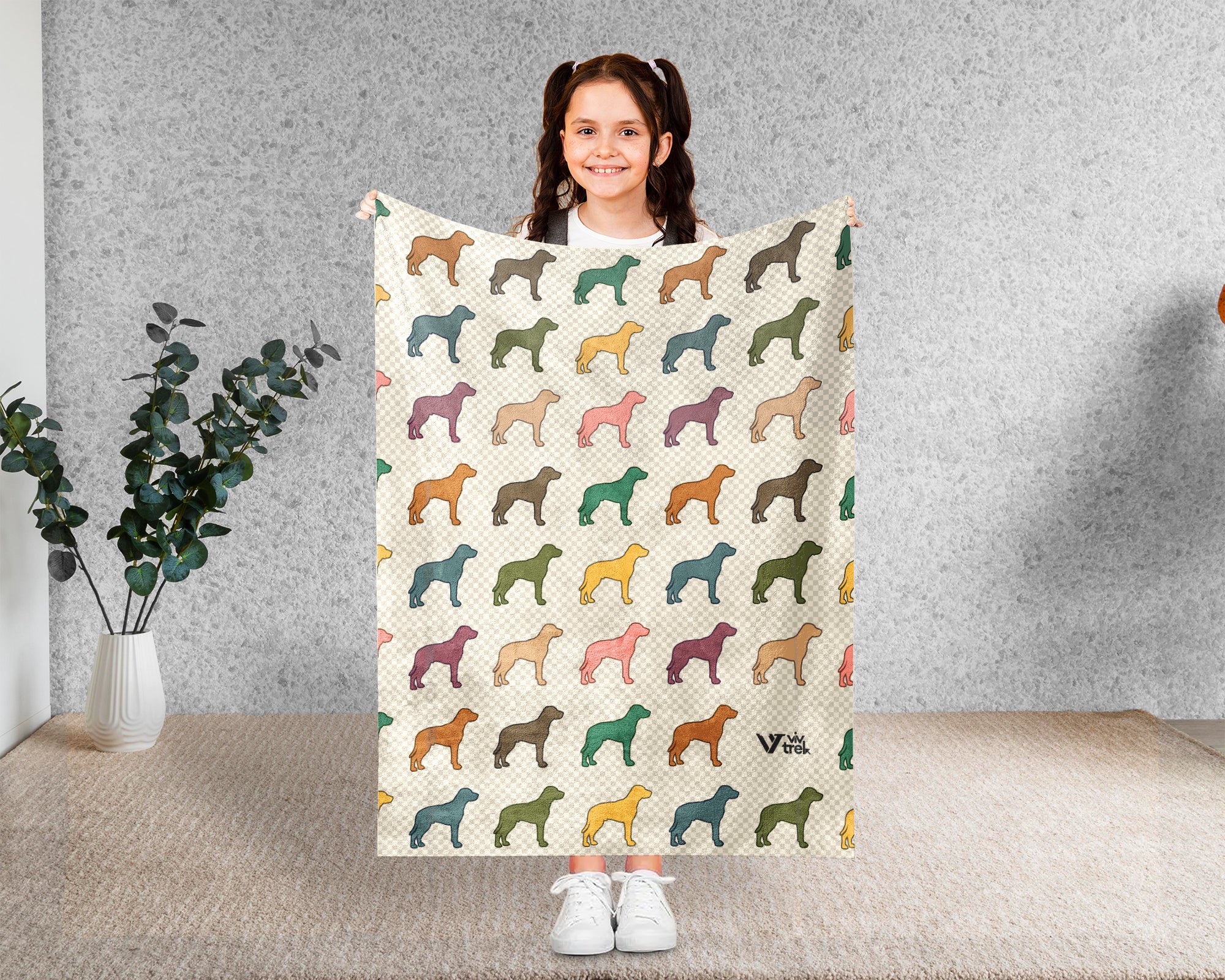 Retro Vizsla Dog Throw Blanket, Magyar Pointer Lover Gift, Rusty Gold Sporting Breed Cozy Home Decor Accent