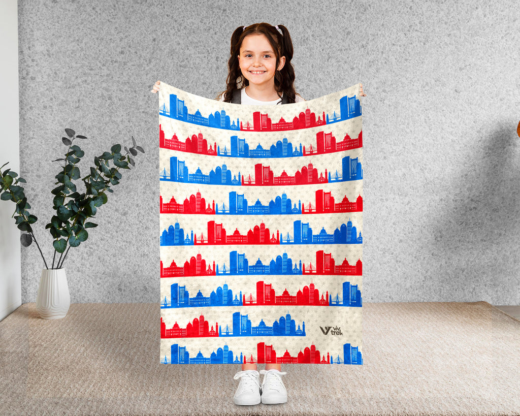 Retro Boston City Map Blanket Throw, Cozy New England Decor, Historic Cityscape Design, Massachusetts Pride Gift Blanket