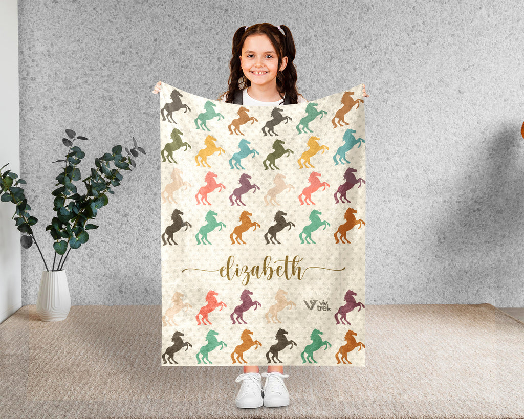 Custom Name Horse Throw Blanket – Personalized Gift for Horse Lovers