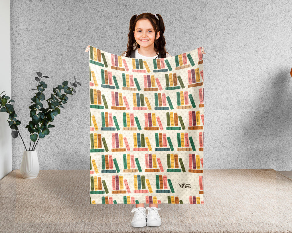 Retro Reading Lover Blanket Cozy Book Throw for Readers Soft Fleece Library Inspired Decor Unique Bookworm Gift