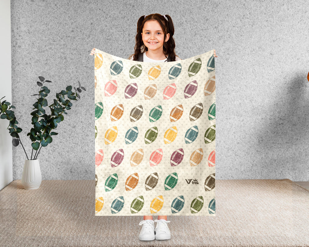 Retro Football Lover Blanket for Sports Fans, Cozy Athlete Throw for Game Day and Football Room Decor