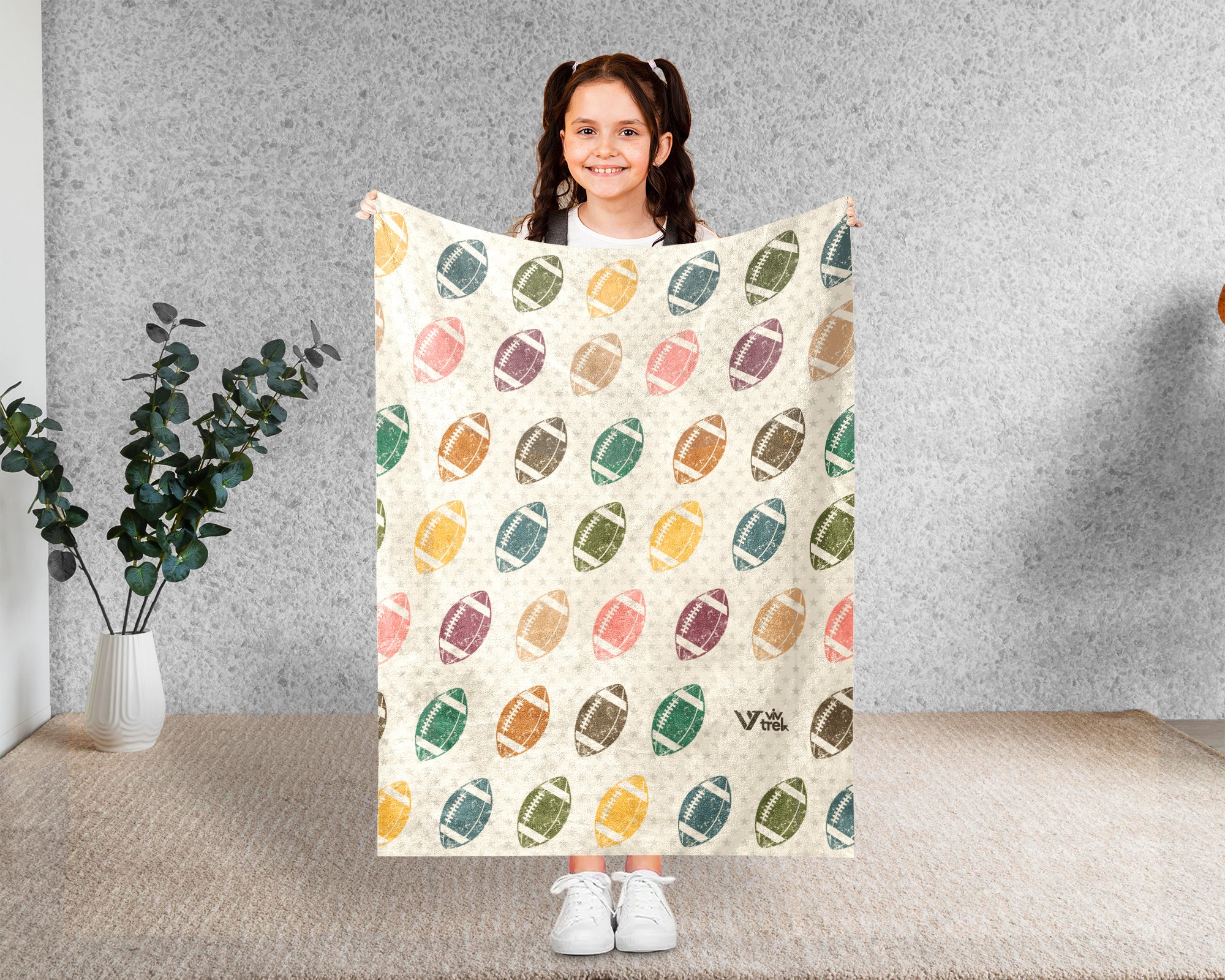 Retro Football Lover Blanket for Sports Fans, Cozy Athlete Throw for Game Day and Football Room Decor