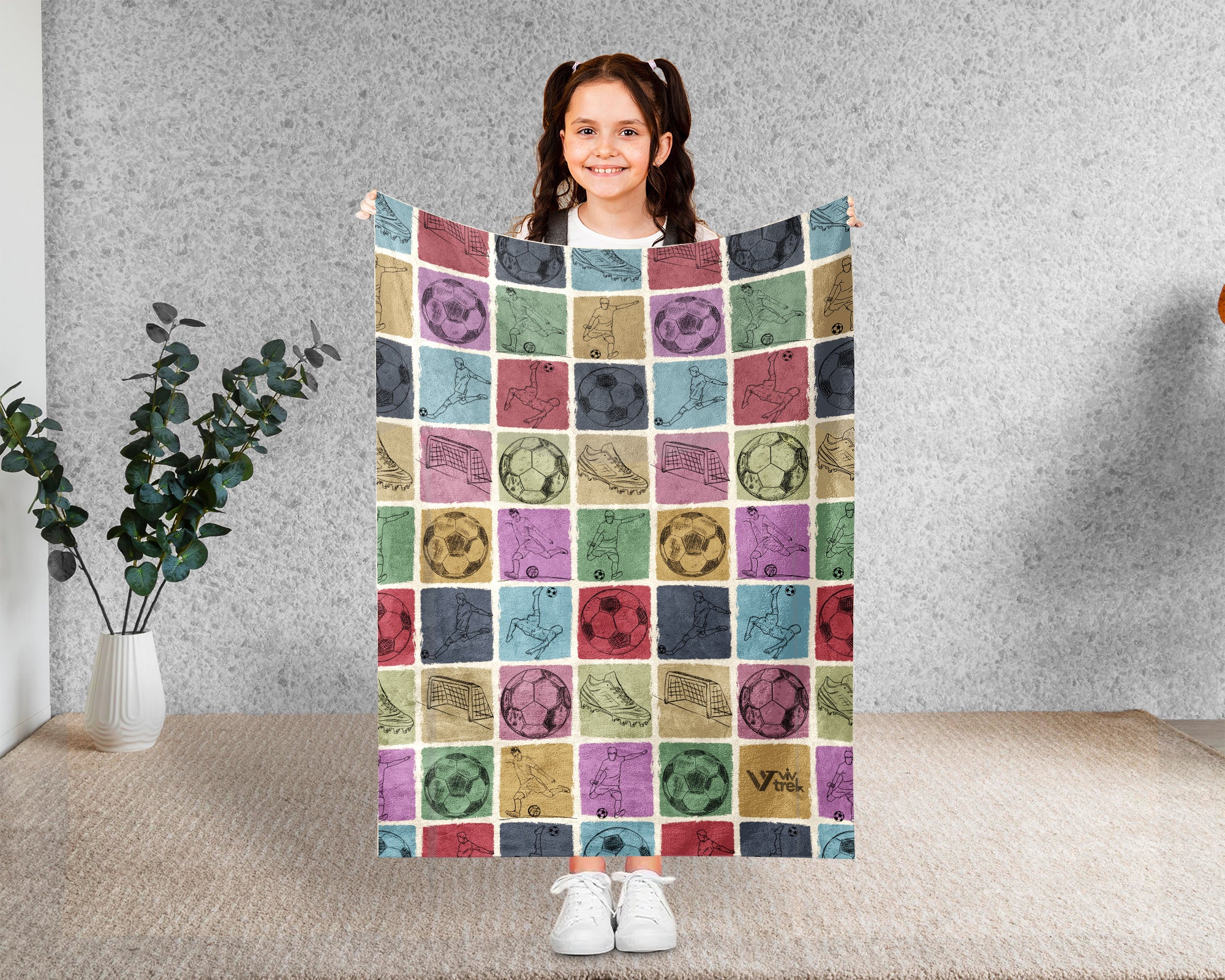 Retro Soccer Blanket – Cozy Throw for Players and Fans