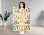 Personalized Name Skateboarding Floral Blanket, Custom Name Skater Throw, Cozy Cool Skateboard Gift for Skate Lovers