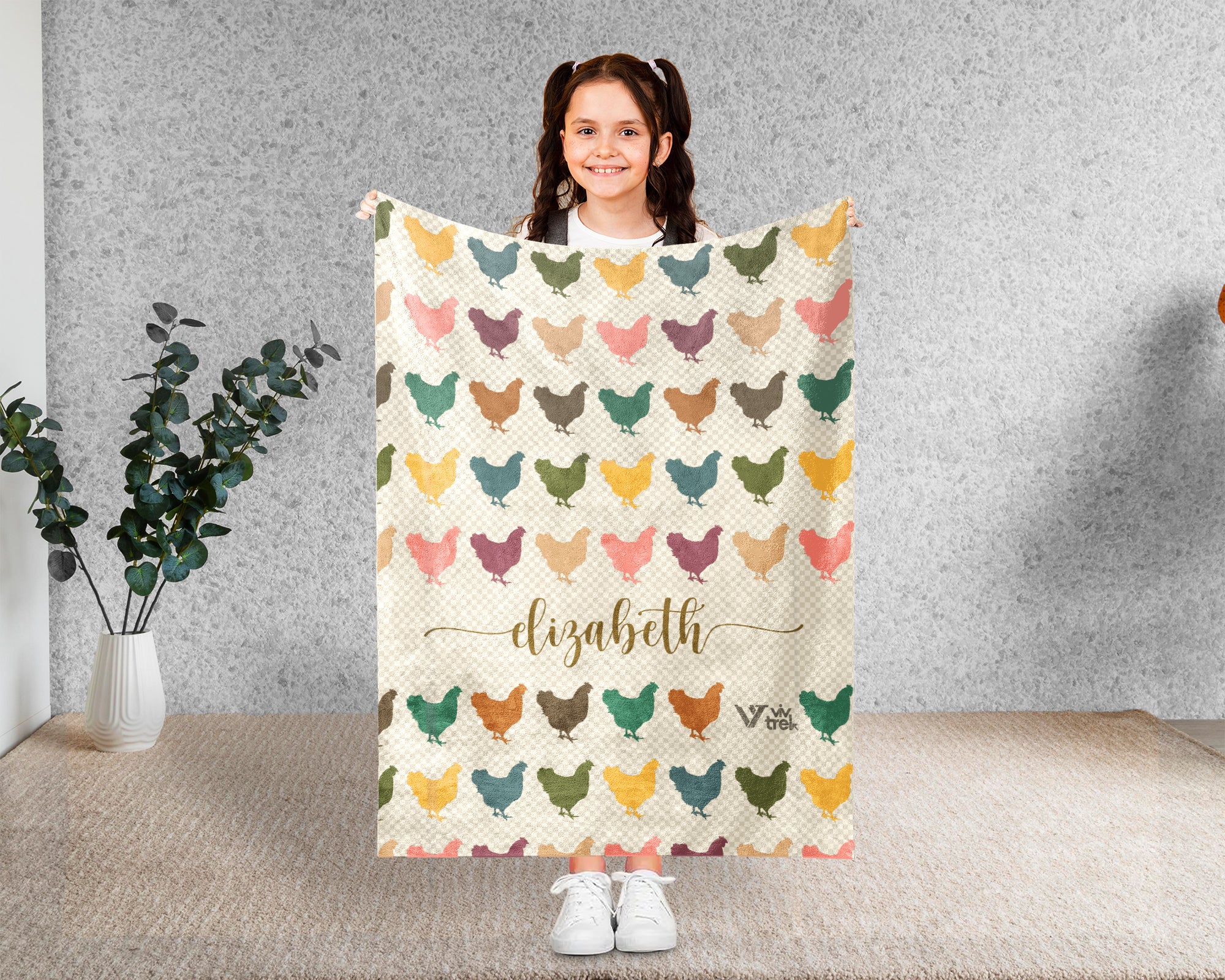 Personalized Chicken Throw – Cozy Custom Name Farm Blanket