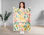 Custom Name Floral Wrestling Blanket, Cozy Wrestling Throw Gift for Kids Teens Adults, Perfect Birthday Sports Present