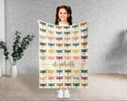 Personalized Dragonfly Throw Custom Name Insect Lover Blanket Retro Winged Bug Design Nature Gift for Her Cozy Home Accent Decor