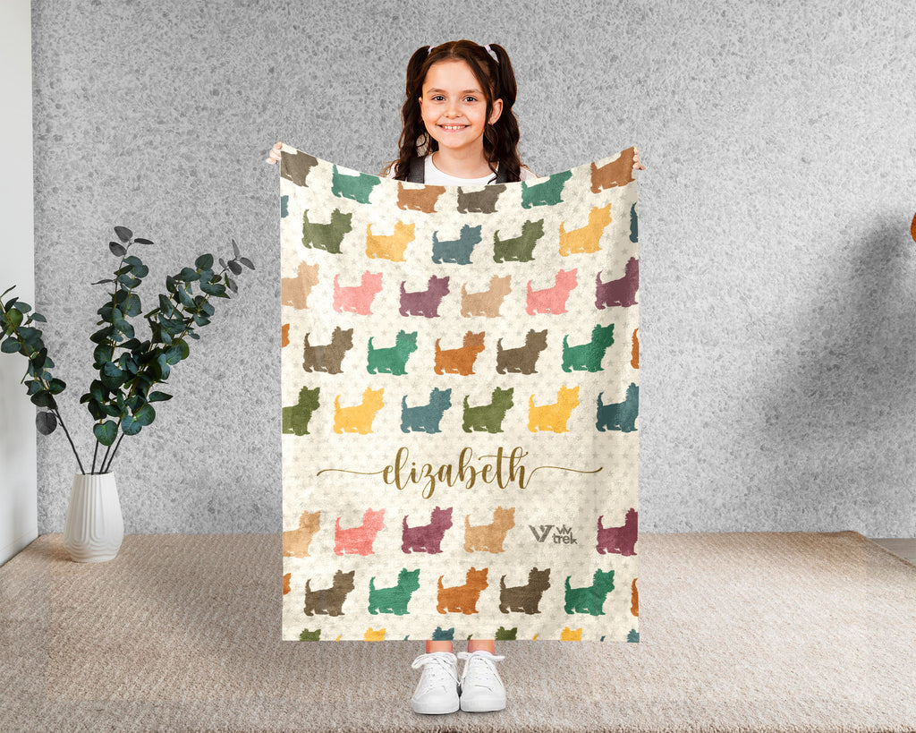 Personalized Yorkshire Terrier Blanket Custom Name Retro Puppy Throw Cozy Yorkie Dog Lover Gift Blanket for Home Decor and Gifts