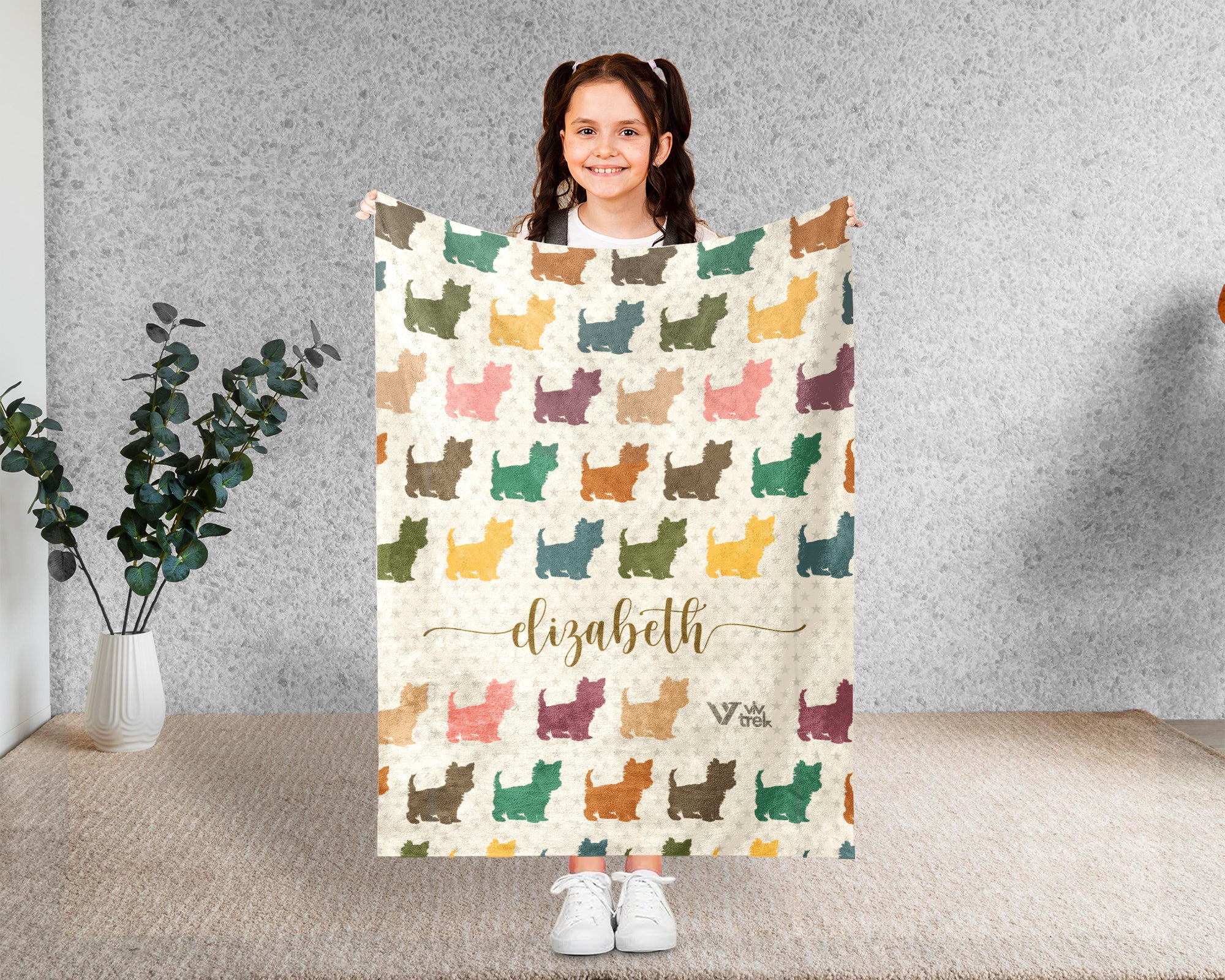 Personalized Yorkshire Terrier Blanket Custom Name Retro Puppy Throw Cozy Yorkie Dog Lover Gift Blanket for Home Decor and Gifts