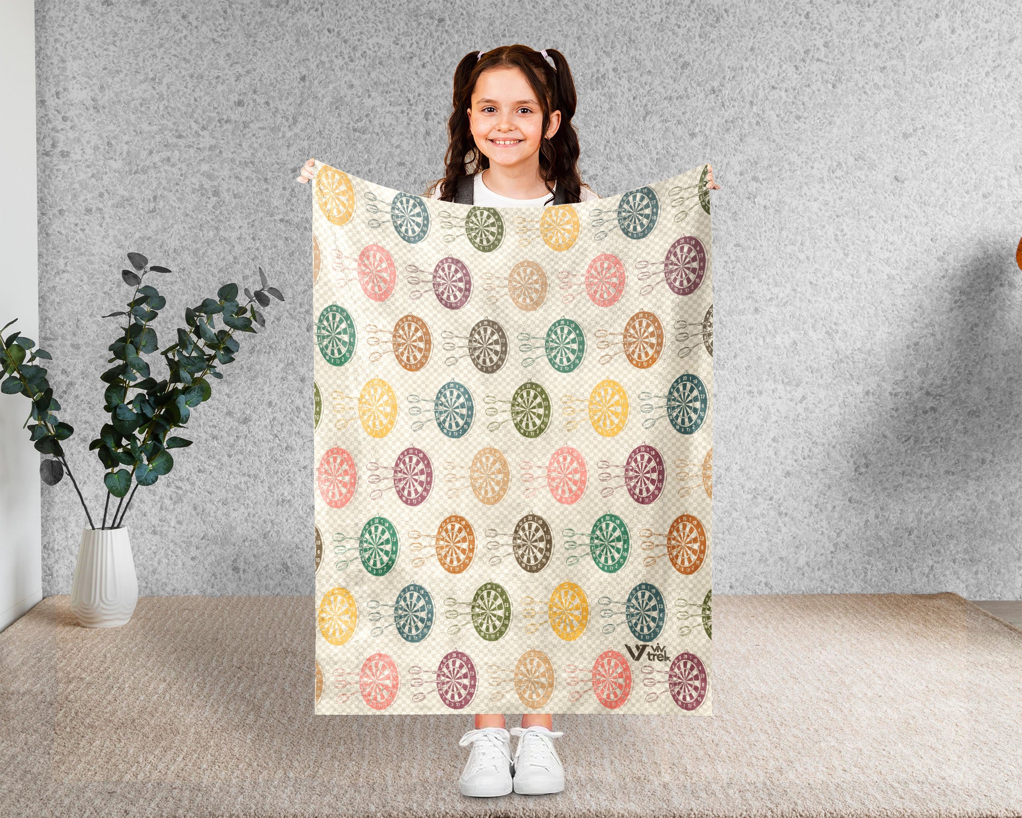 Retro Dartboard Blanket Gift for Dart Lovers, Cozy Game Room Throw, Stylish Dart Fan Home Decor Accent Blanket