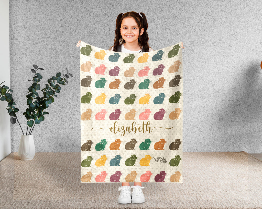 Personalized Guinea Pig Blanket Custom Name Cozy Retro Pet Lover Throw
