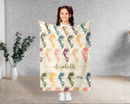 Personalized Mermaid Blanket with Custom Name Cozy Fantasy Ocean Throw for Kids Girls Cute Gift Magical Bedroom Decor