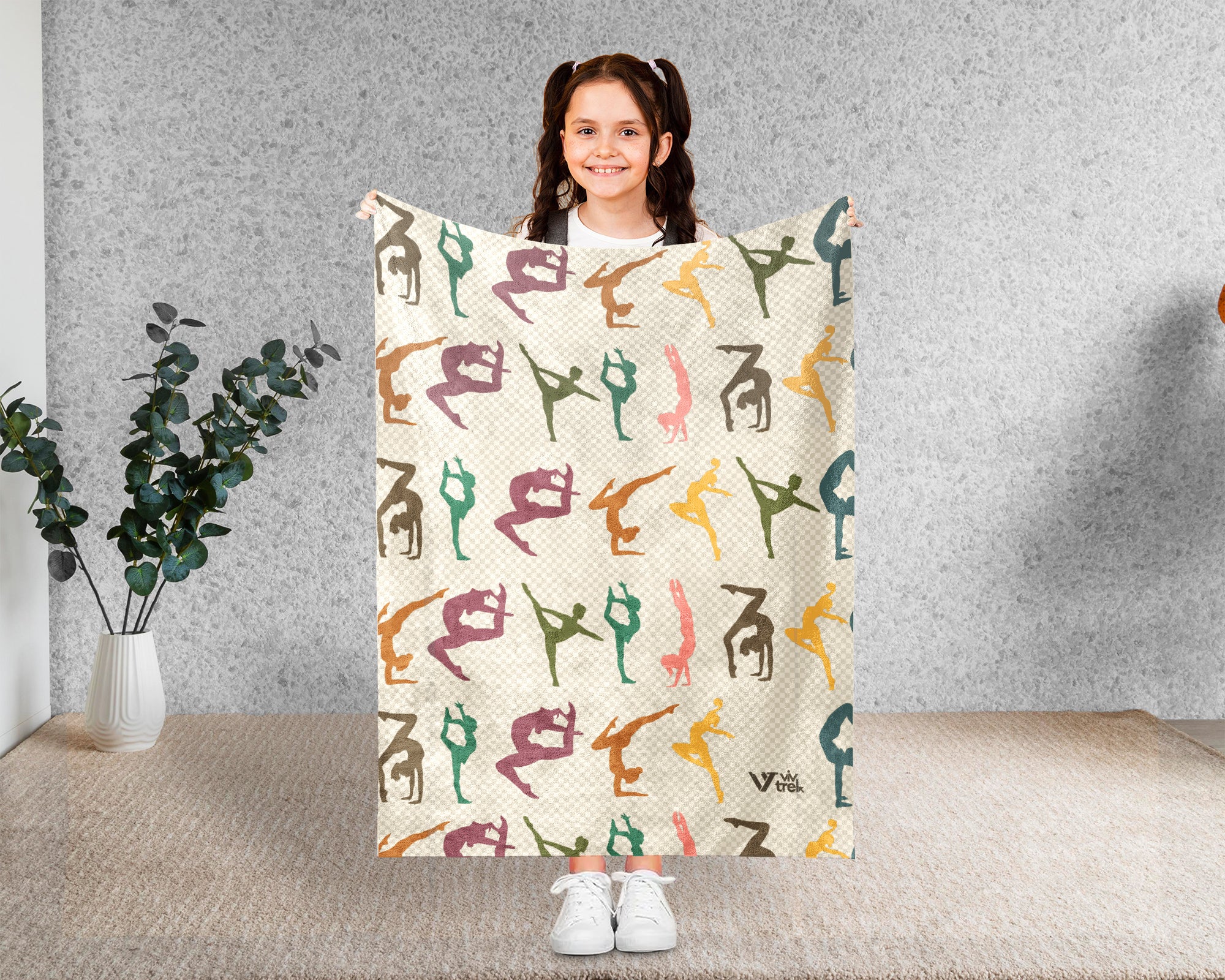 Retro Gymnastics Lover Blanket Cozy Sports Throw for Athletes Soft Artistic Decor Unique Gymnast Gift for Home