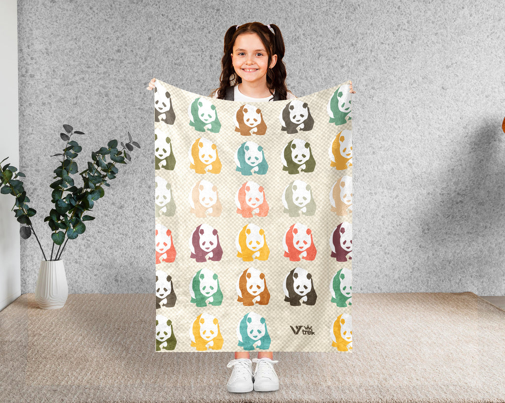 Retro Panda Blanket for Cute Animal Lovers, Cozy Wildlife Throw Gift with Panda Inspired Decorative Style