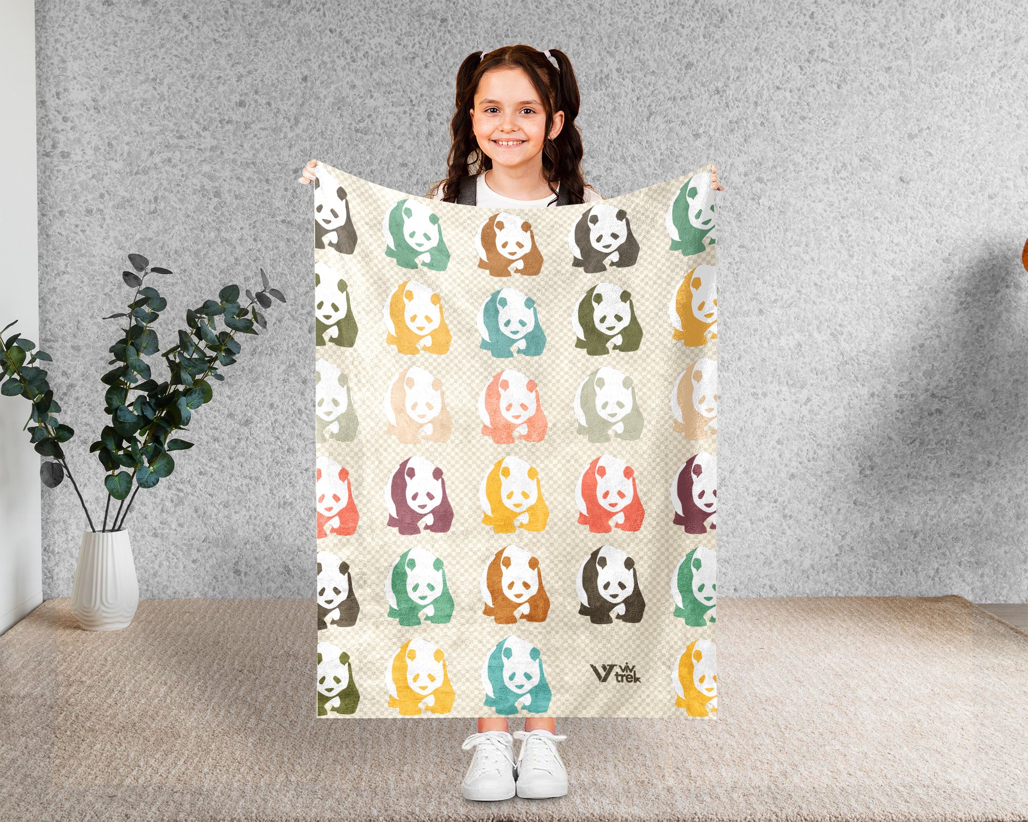 Retro Panda Blanket for Cute Animal Lovers, Cozy Wildlife Throw Gift with Panda Inspired Decorative Style