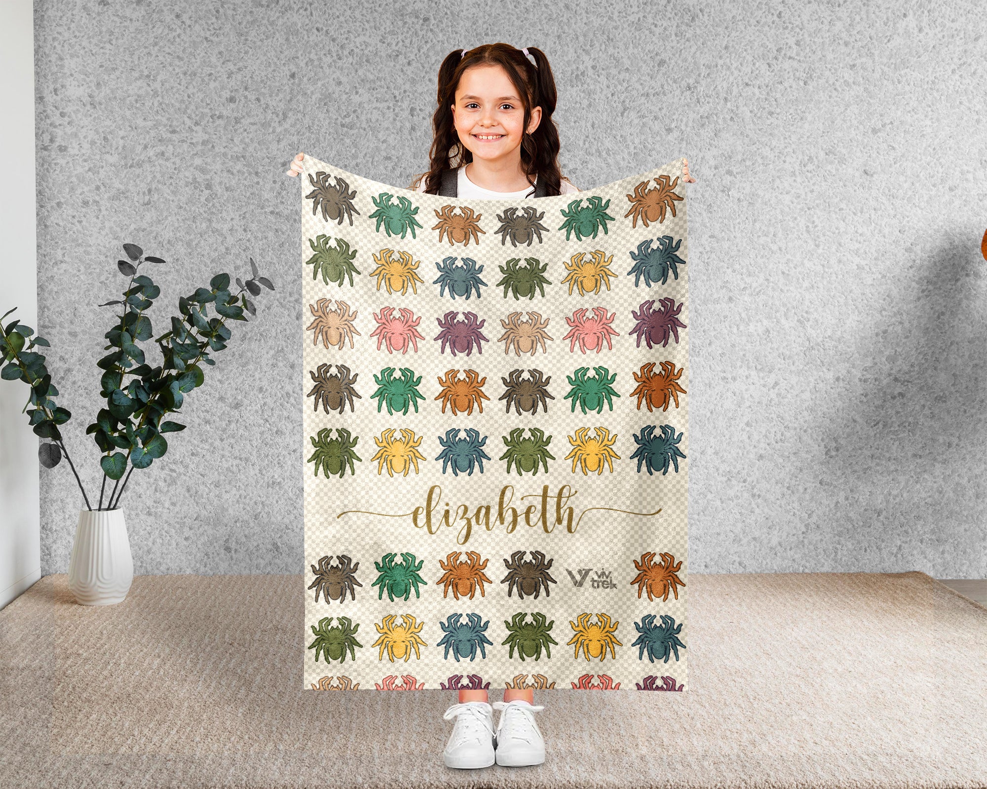 Personalized Tarantula Throw Custom Name Spider Lover Blanket Retro Arachnid Design Exotic Pet Owner Gift Home Accent Decor