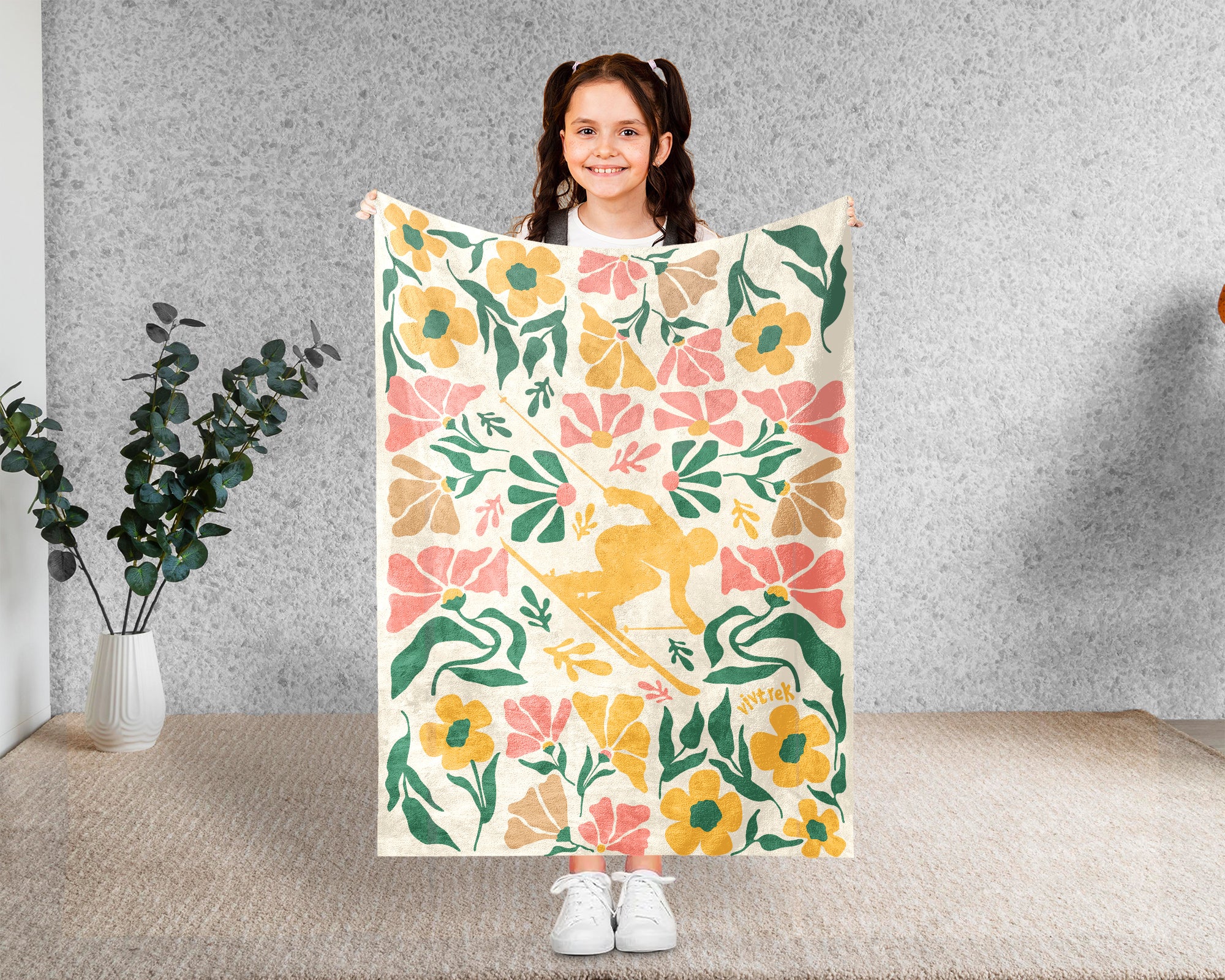 Floral Snowboarding Blanket – Cozy Winter Sports Lover Throw