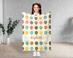 Custom Name Strawberry Blanket, Cozy Retro Fruit Throw for Kids and Adults