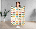 Custom Name Cow Lover Blanket Retro Farm Animal Throw Cozy Personalized Gift Soft Cattle Decor for Dairy Farmer Home