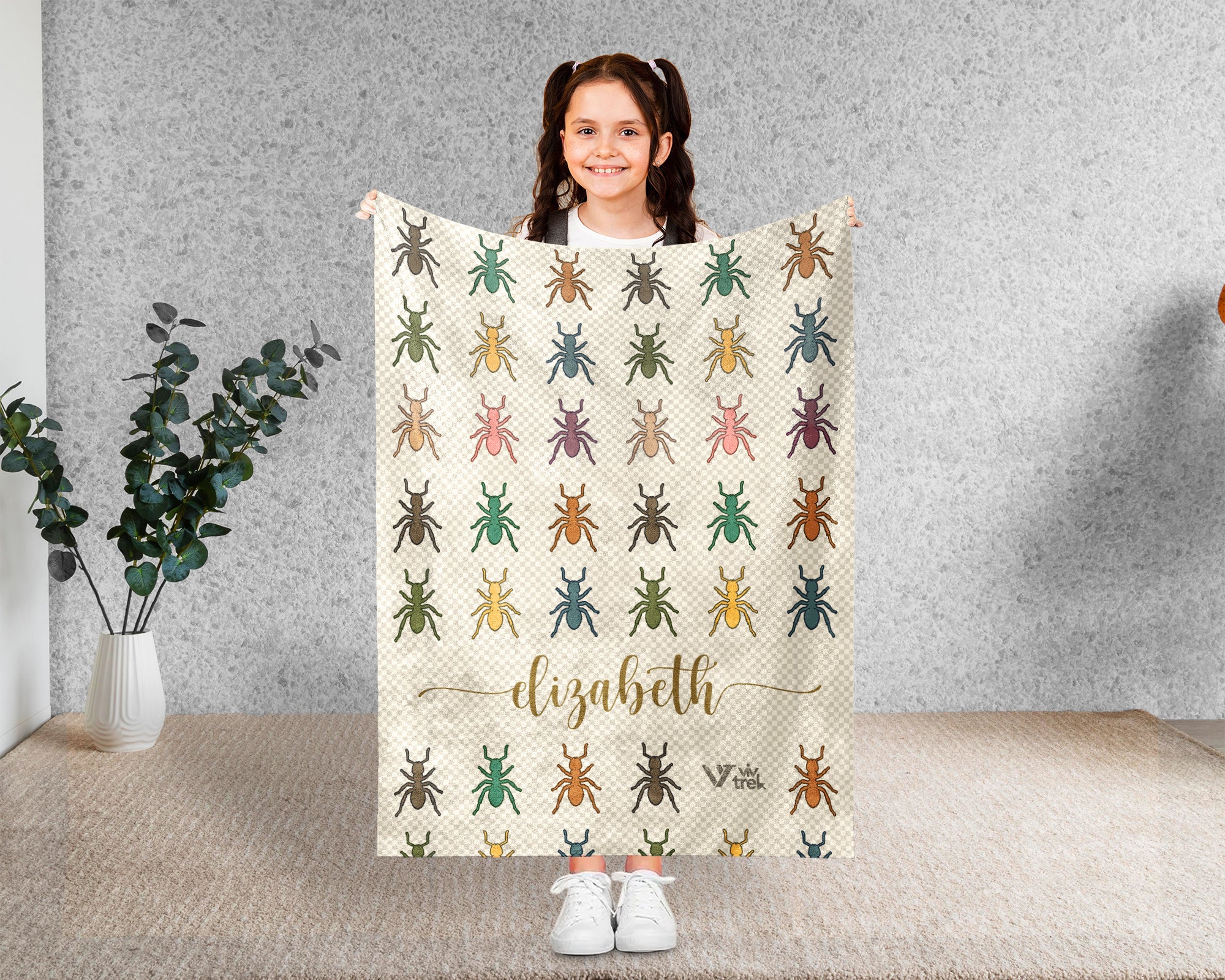 Personalized Ant Insect Throw Custom Name Bug Lover Blanket Retro Ant Farm Design Science Nature Entomologist Gift Home Accent