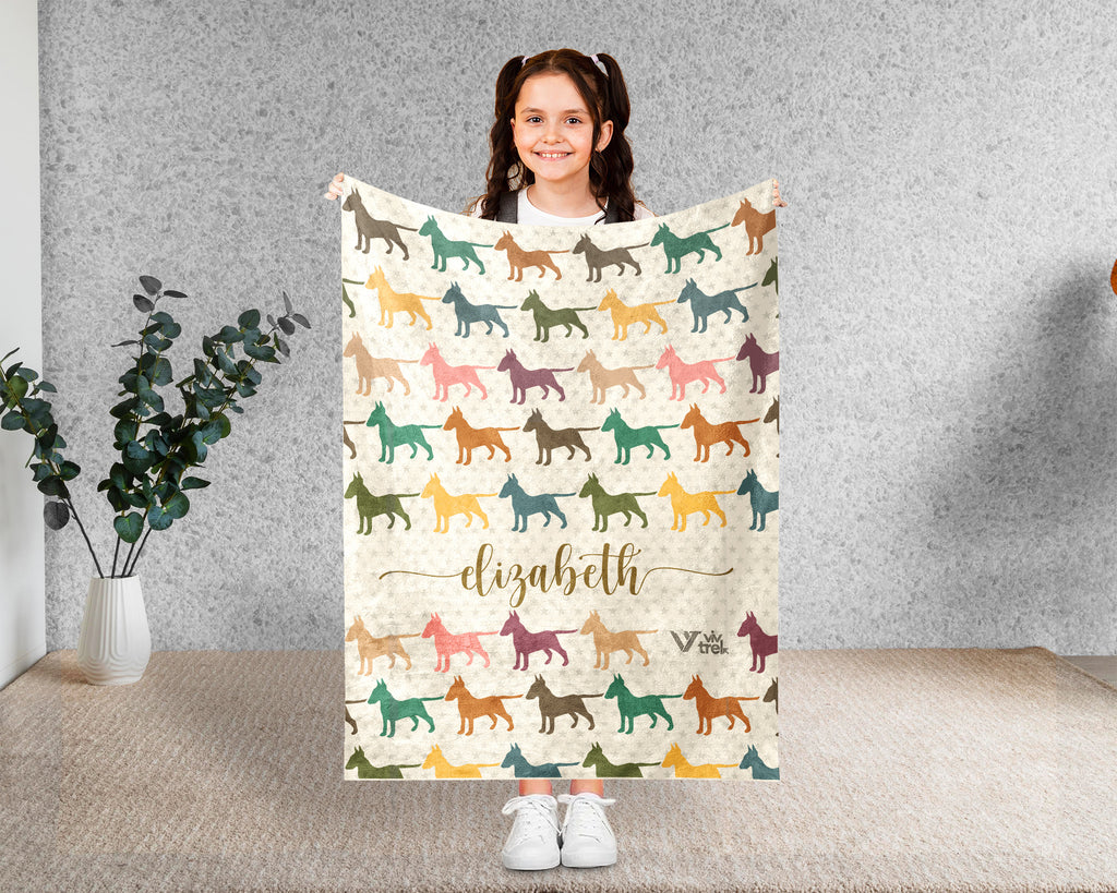 Custom Name Bull Terrier Dog Blanket – Personalized Throw for Pet Lovers