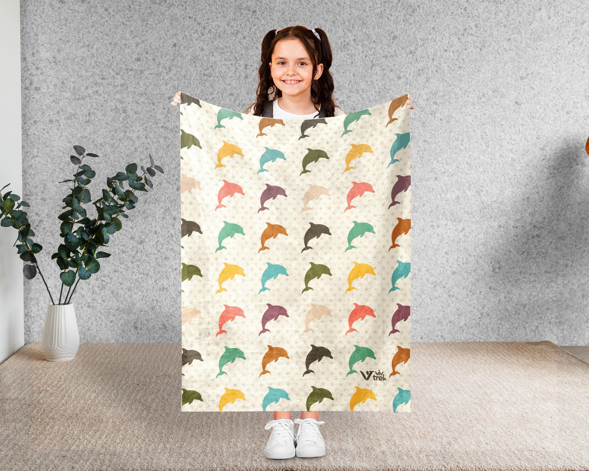 Retro Dolphin Blanket Gift for Ocean Lovers, Cozy Sea Life Cover, Coastal Accent for Beach House and Marine Theme Living Spaces