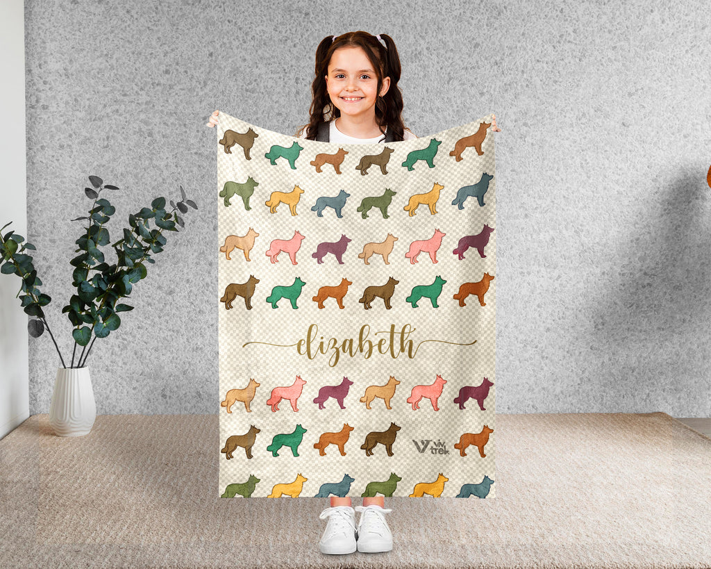 Personalized Border Collie Blanket | Custom Dog Name Throw | Black White Sheepdog Gift for Dog Lovers Home Decor