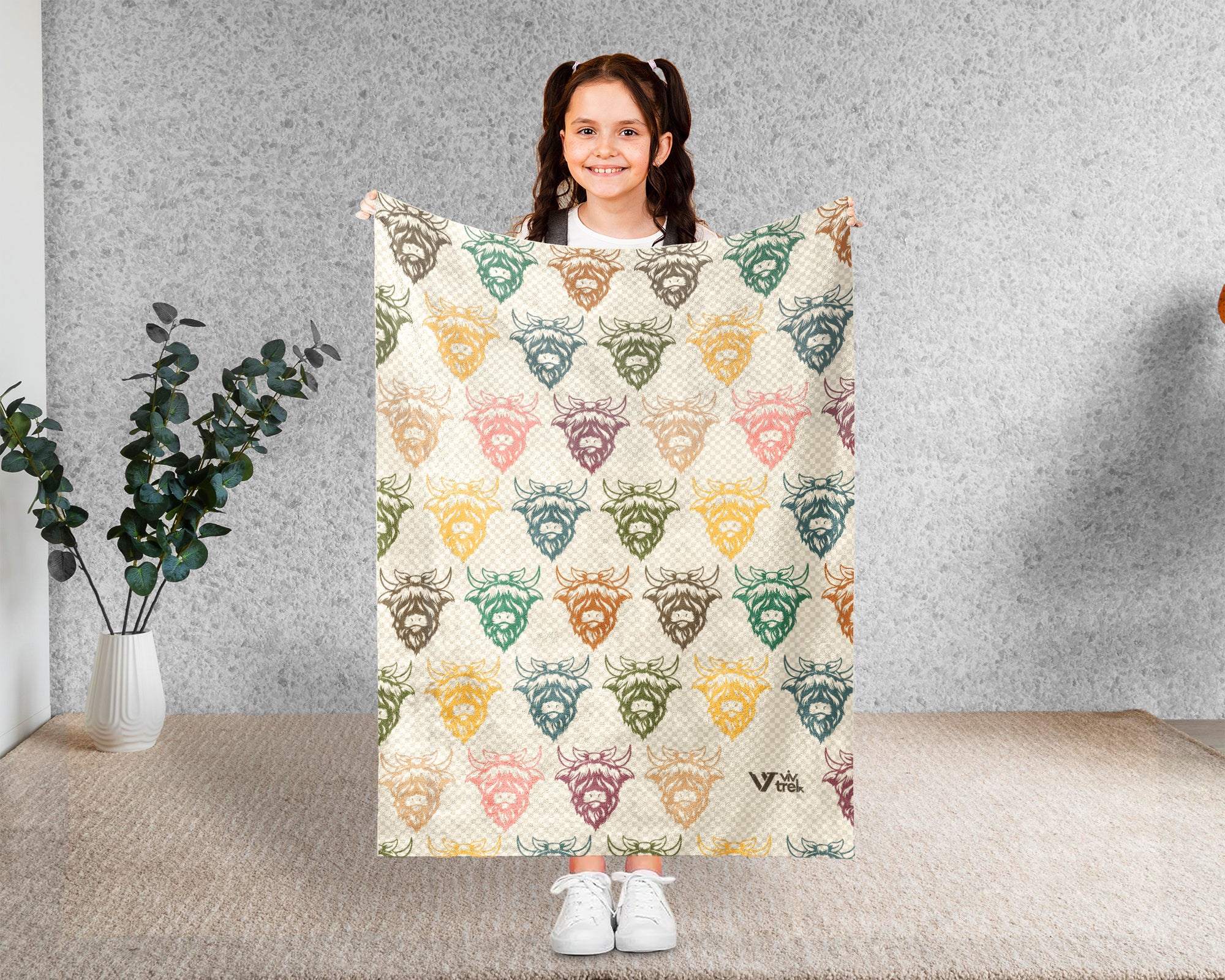Retro Highland Cow Blanket Cozy Farm Animal Throw Rustic Ranch Style Decor Soft Highland Cattle Gift Unique Home Accent