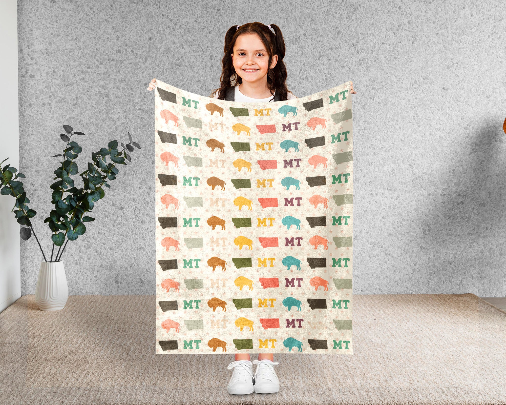Retro Montana Blanket, 4th of July Cozy Patriotic Throw, Vintage MT Lover Fleece, Big Sky Inspired American Home Decor Gift