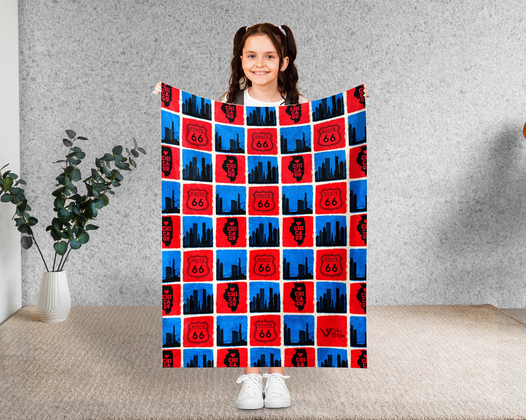 Chicago City Map Blanket Throw, Cozy Windy City Decor, Retro Skyline Design, Illinois Pride Gift, Urban Sofa Throw Blanket