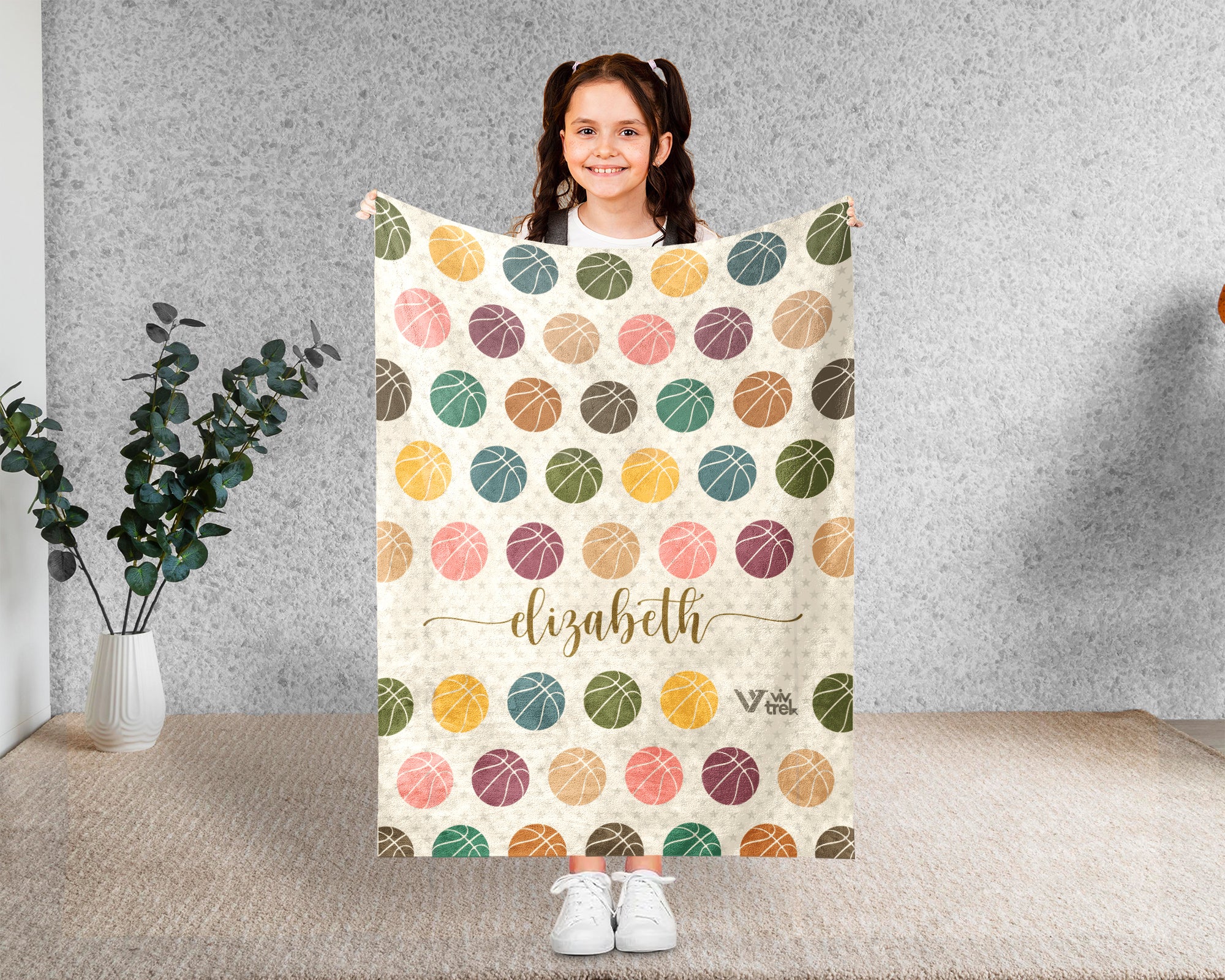 Personalized Basketball Throw – Cozy Custom Name Sports Blanket