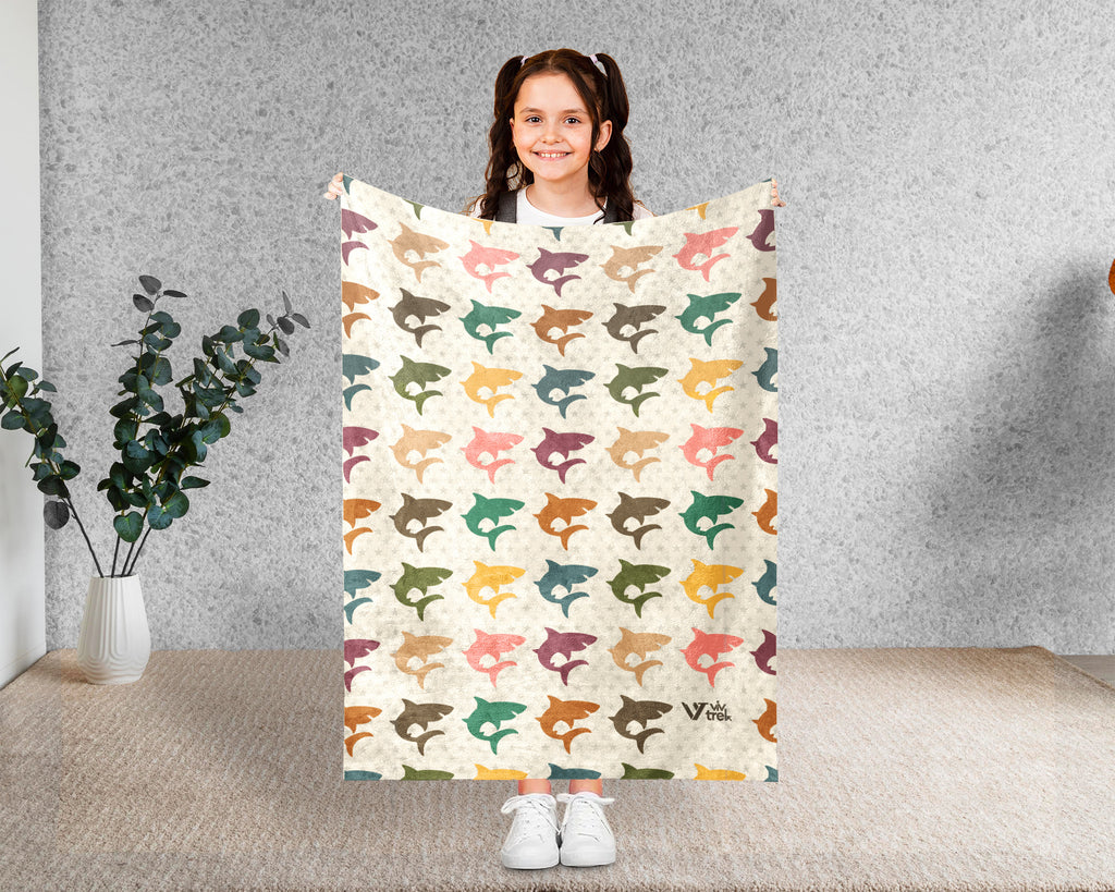 Retro Shark Blanket – Cozy Ocean Throw for Shark Lovers