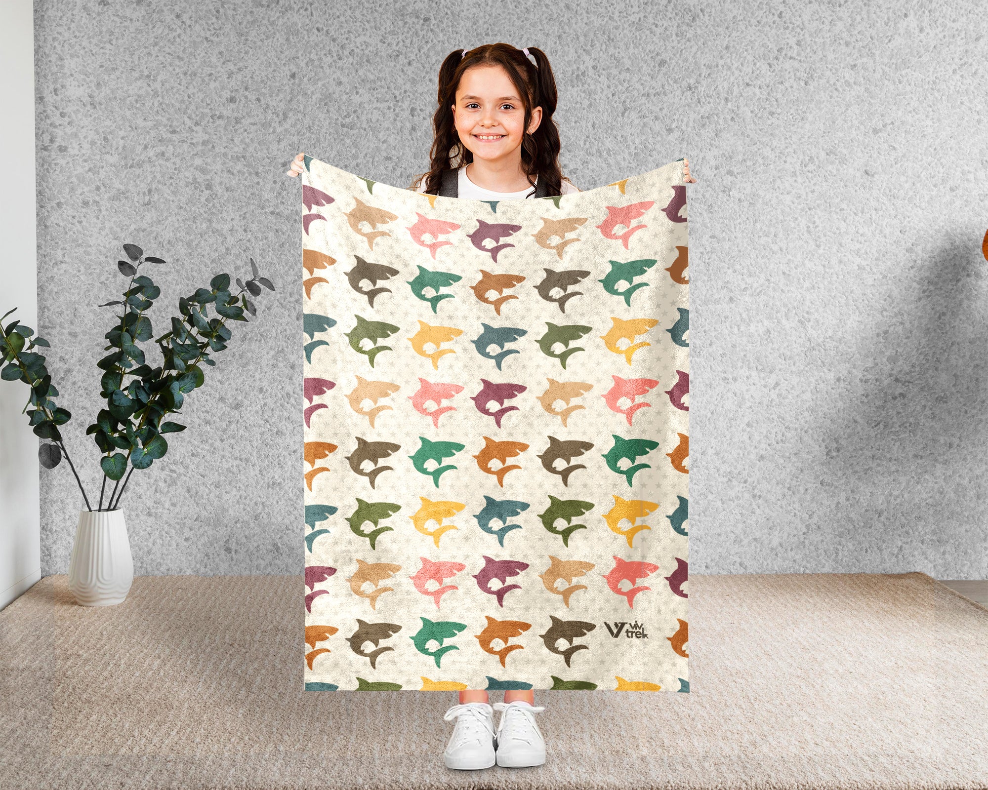 Retro Shark Blanket – Cozy Ocean Throw for Shark Lovers