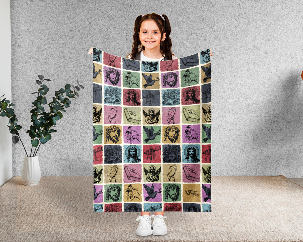 Christian Faith Blanket, Jesus Lover Throw, Inspirational Religious Cozy Blanket, Bible Verse Home Decor Gift for Family Friends