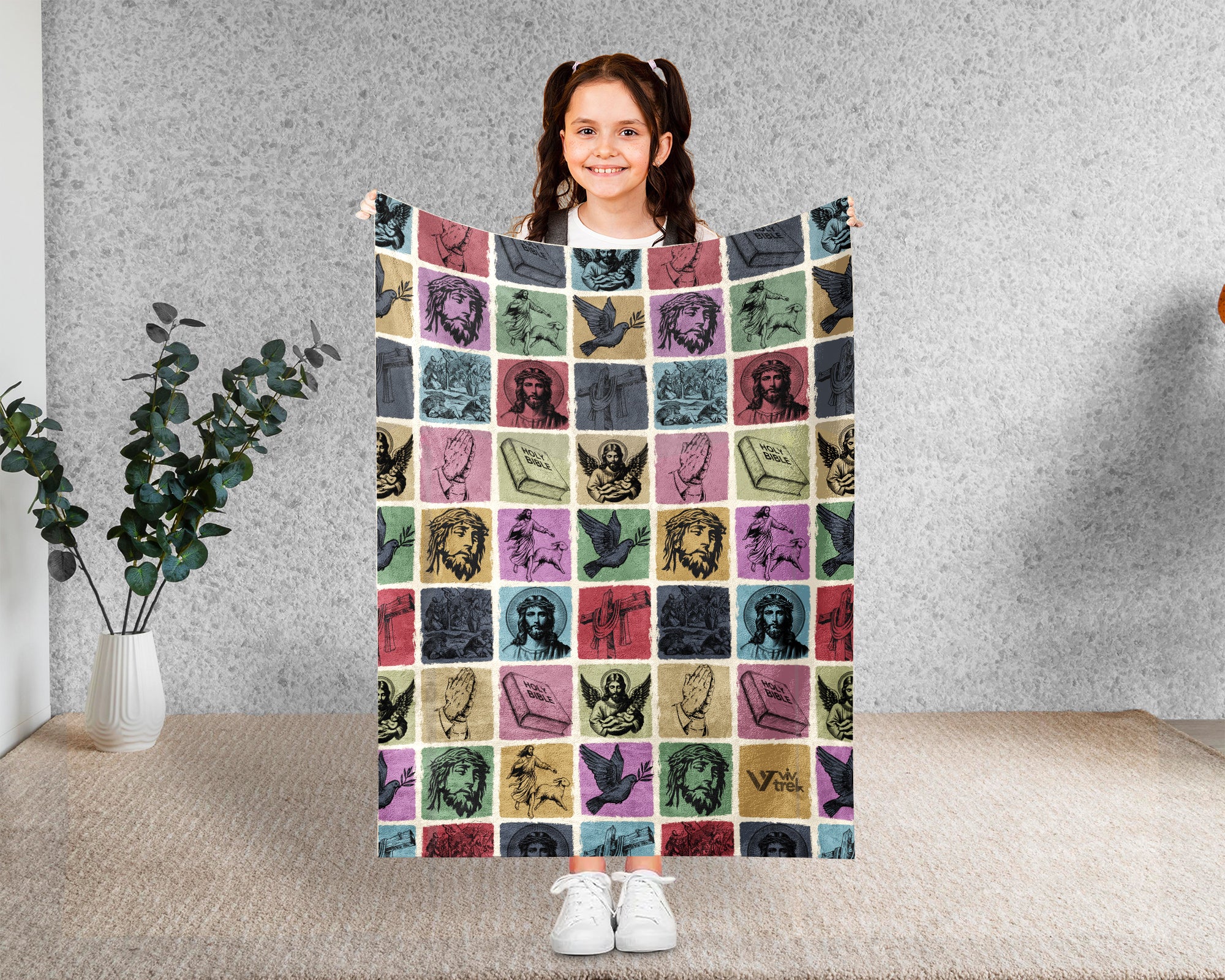 Christian Faith Blanket, Jesus Lover Throw, Inspirational Religious Cozy Blanket, Bible Verse Home Decor Gift for Family Friends