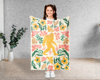 Floral Bigfoot Blanket – Cozy Sasquatch Forest Throw Gift