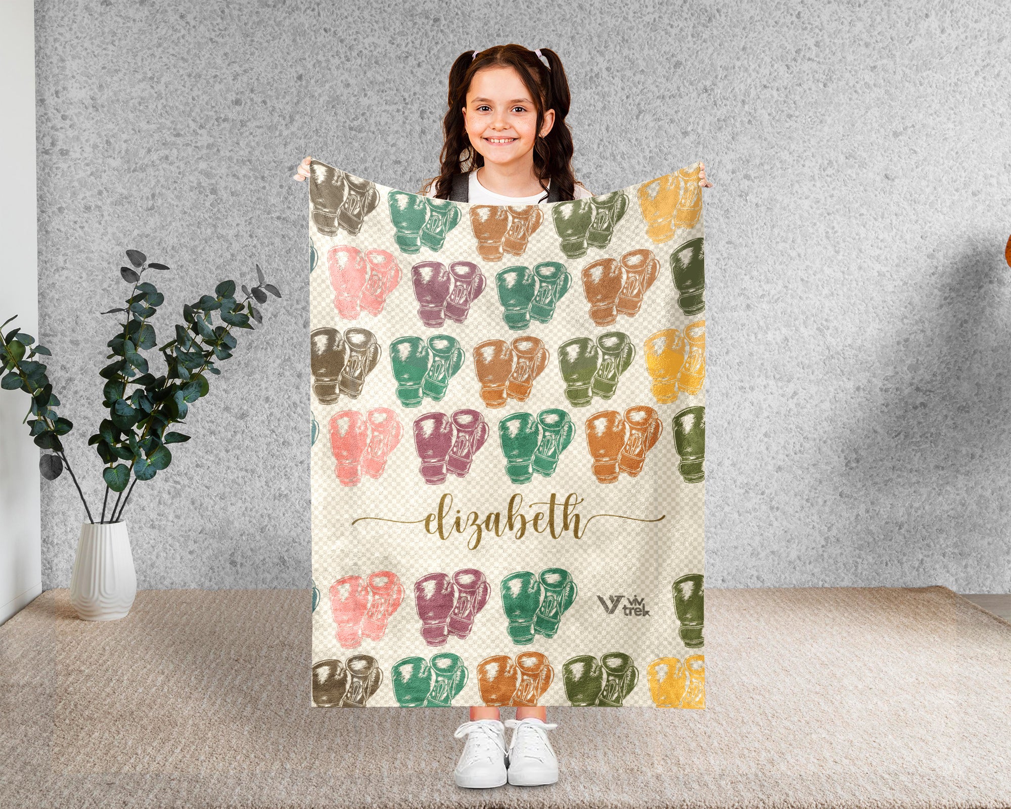 Custom Name Boxing Lover Blanket Sporty Throw Cozy Personalized Gift Soft Fitness Decor for Boxing Fans Home