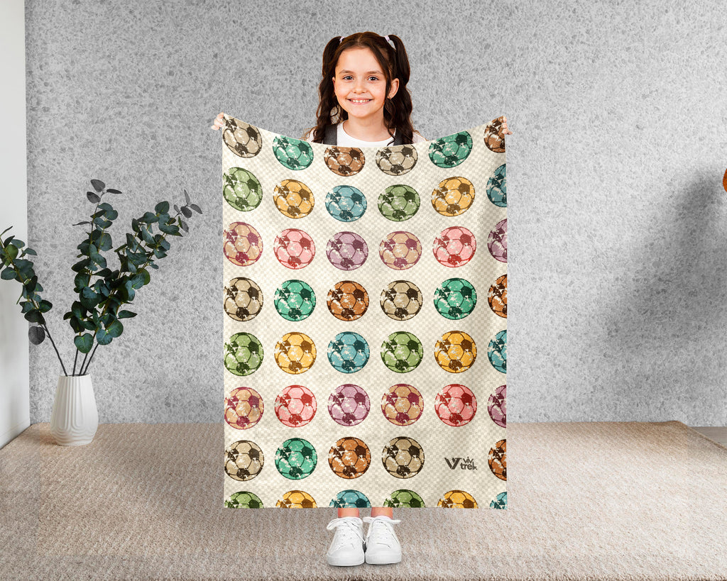 Retro Soccer Blanket Gift Cozy Sports Throw Soft Football Graphic Decor Unique Player Gift for Match Day Fans