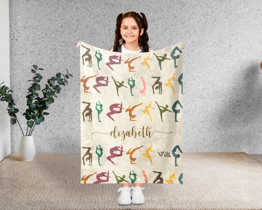 Custom Name Gymnast Blanket Sporty Throw Cozy Personalized Gift Soft Athletic Decor for Gymnastics Fans Home
