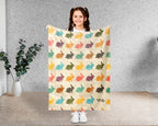 Retro Rabbit Bunny Blanket Cozy Bunny Graphic Throw Fleece Blanket Cute Animal Lover Gift Unique Home Decor Idea for Bedroom Couch