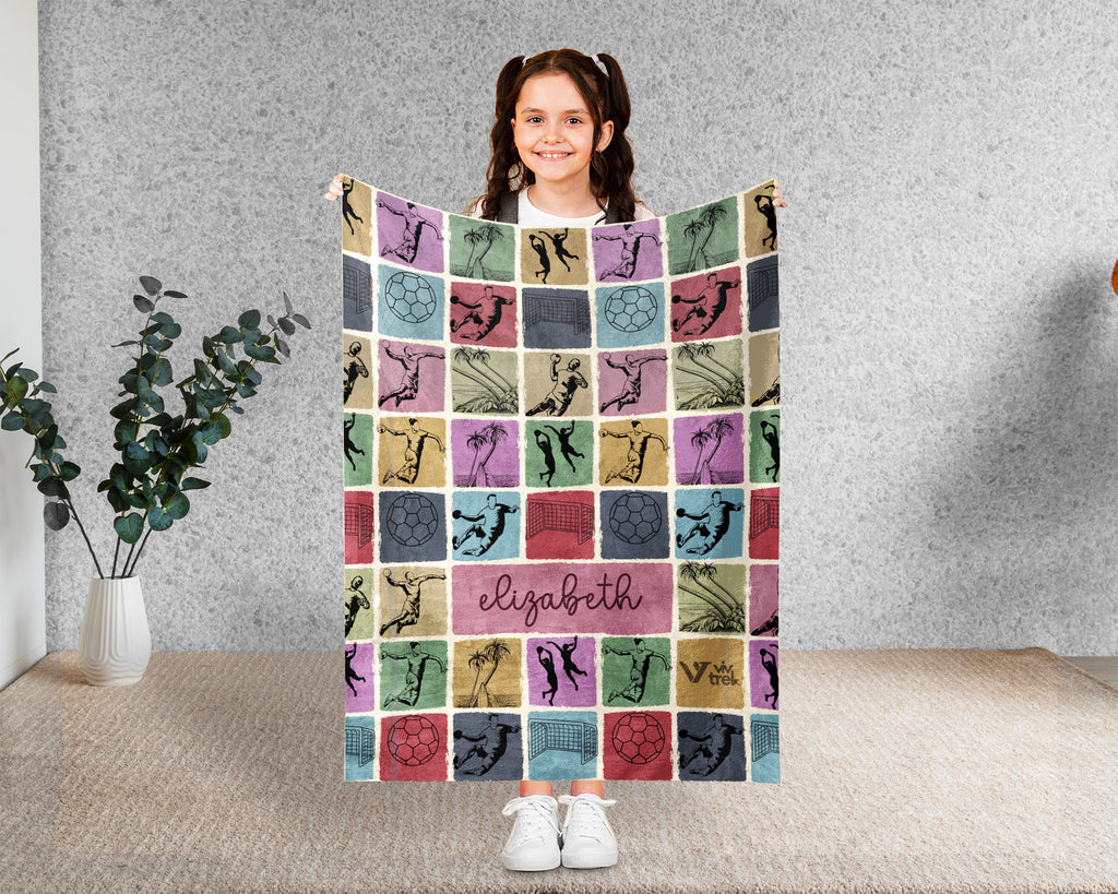 Personalized Handball Blanket Custom Name Sport Throw Cozy Athletic Decor Unique Gift for Player Fan Team Spirit Home Accent