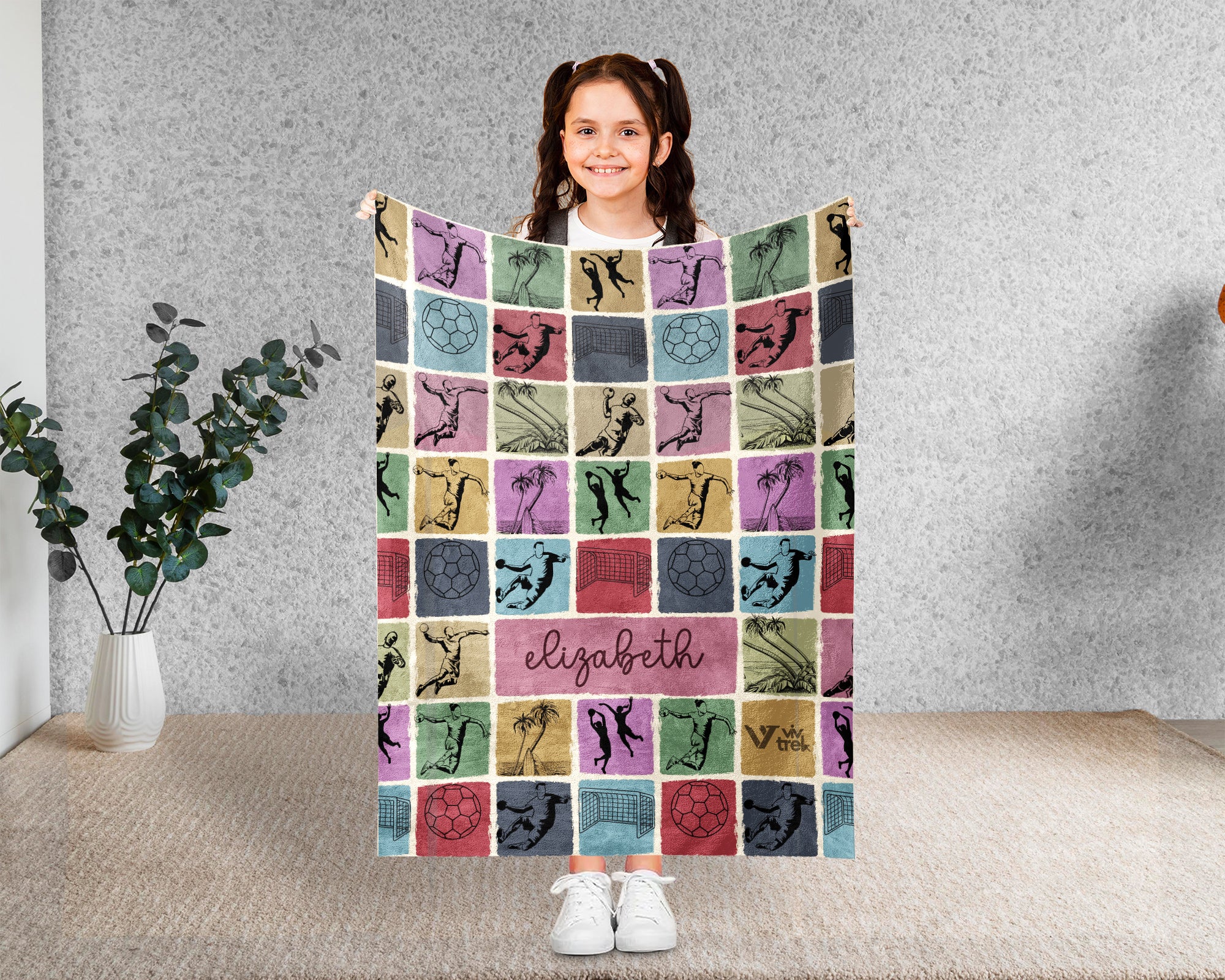 Personalized Handball Blanket Custom Name Sport Throw Cozy Athletic Decor Unique Gift for Player Fan Team Spirit Home Accent