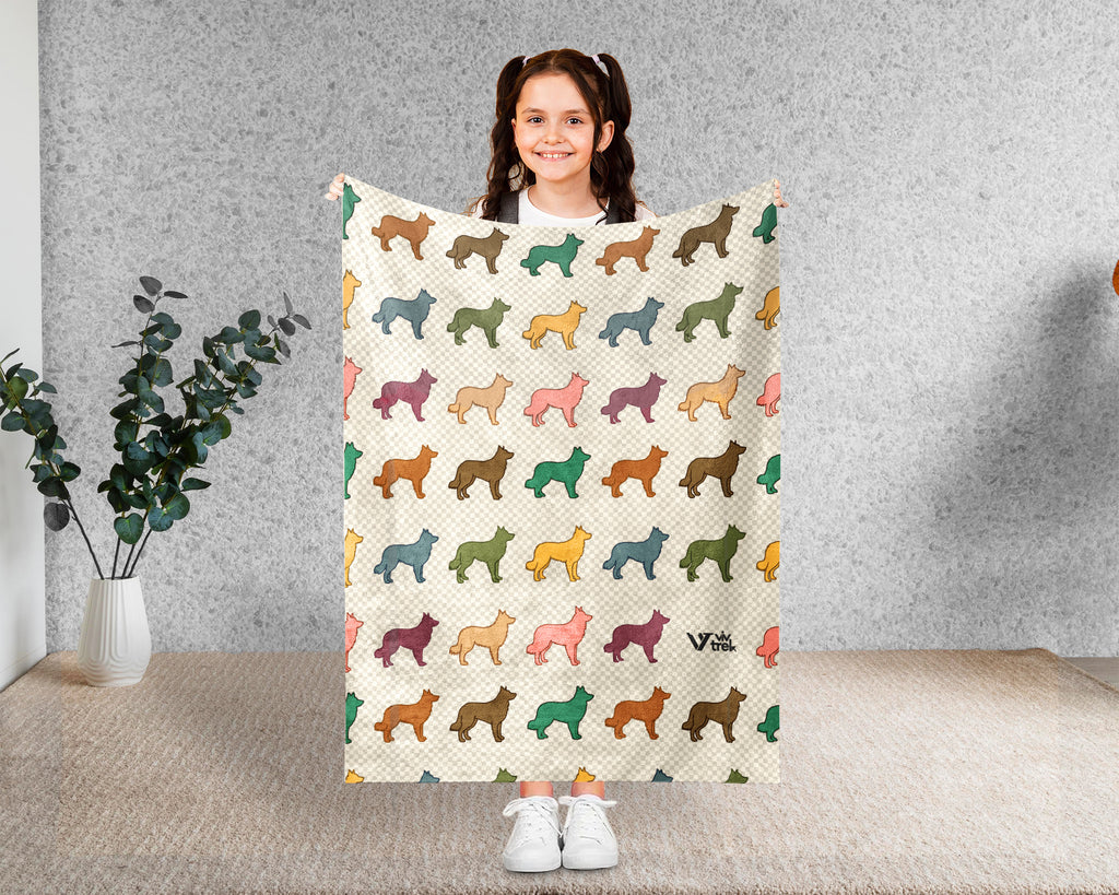 Retro Border Collie Dog Throw Blanket, Smart Sheepdog Lover Gift, Black and White Cozy Home Decor and Canine Accent