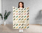 Personalized Mantis Throw Custom Name Bug Lover Blanket Retro Praying Mantis Design Science Nature Gift Cozy Home Accent Decor