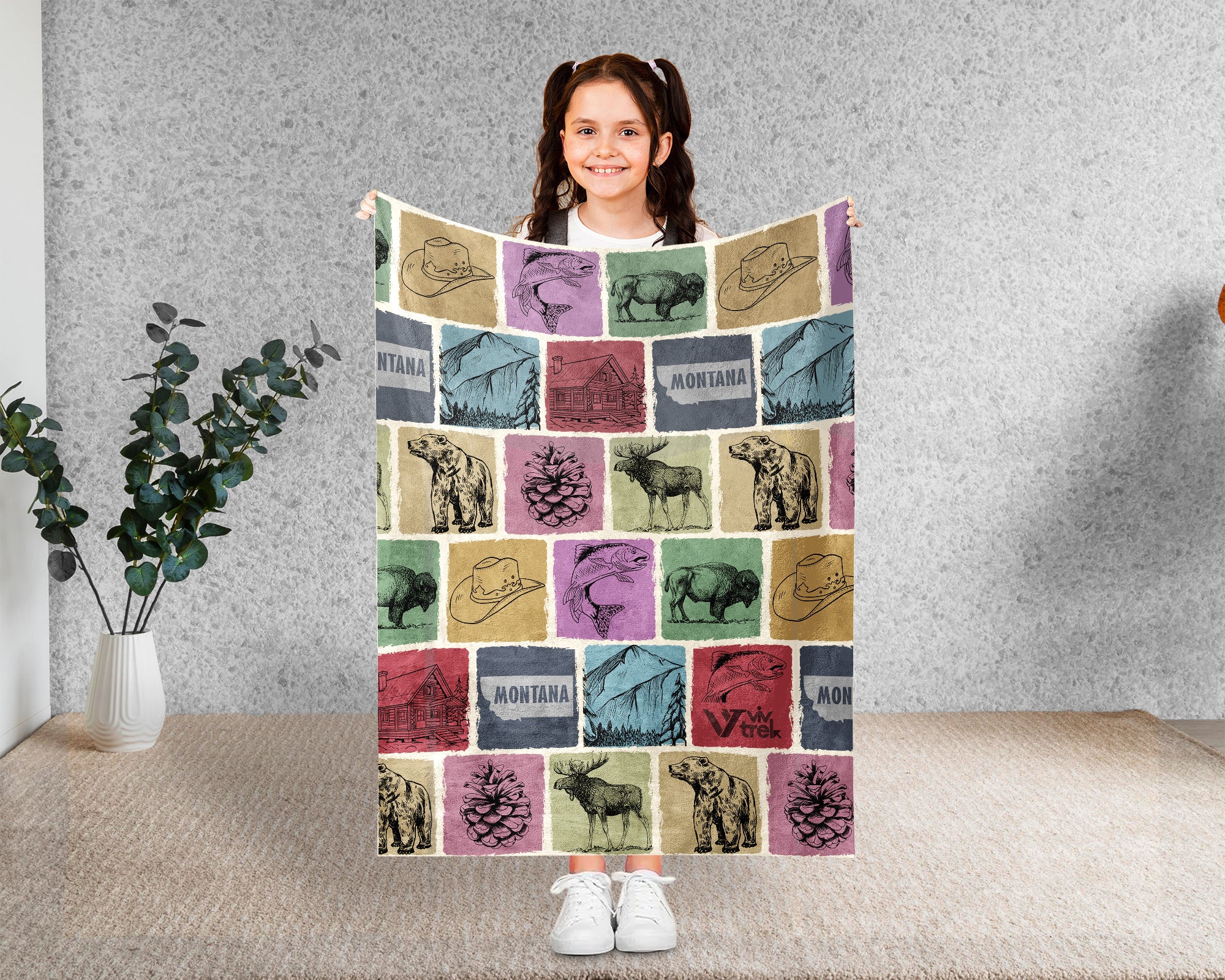 Retro Montana State Blanket, Patriotic 4th of July Cozy Throw, Vintage MT Lover Fleece, American Patriot Big Sky Home Gift