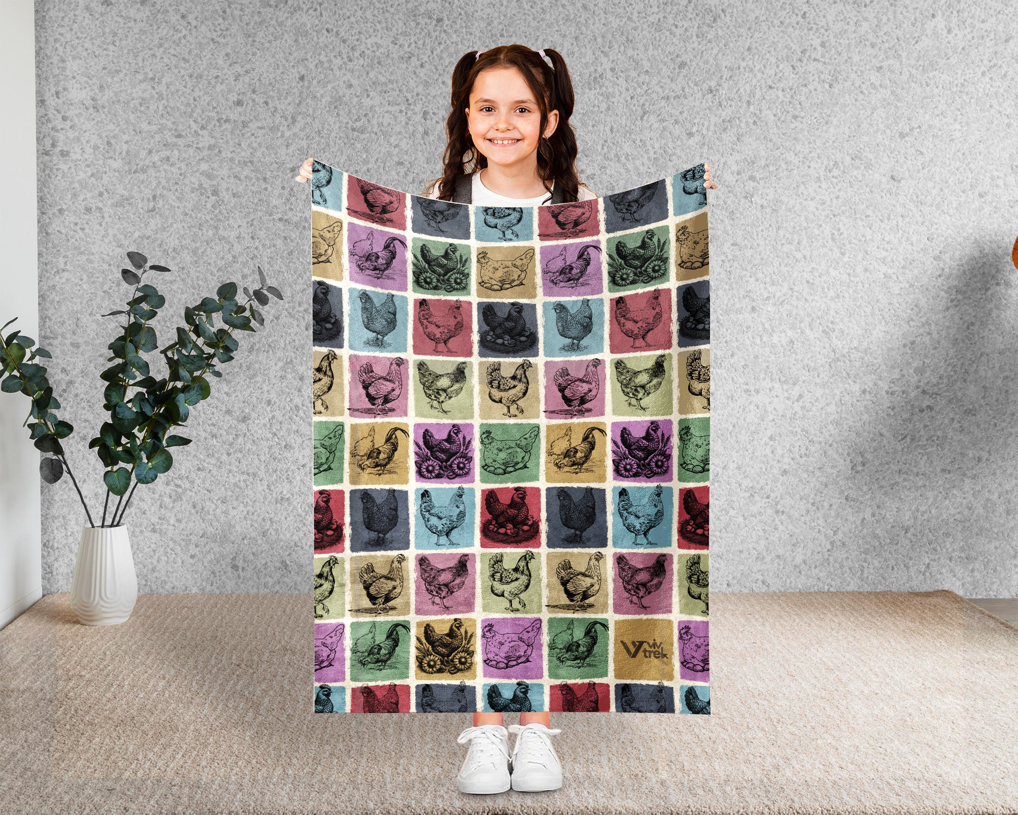 Vintage Chicken Blanket – Cozy Farmhouse Animal Lover Throw