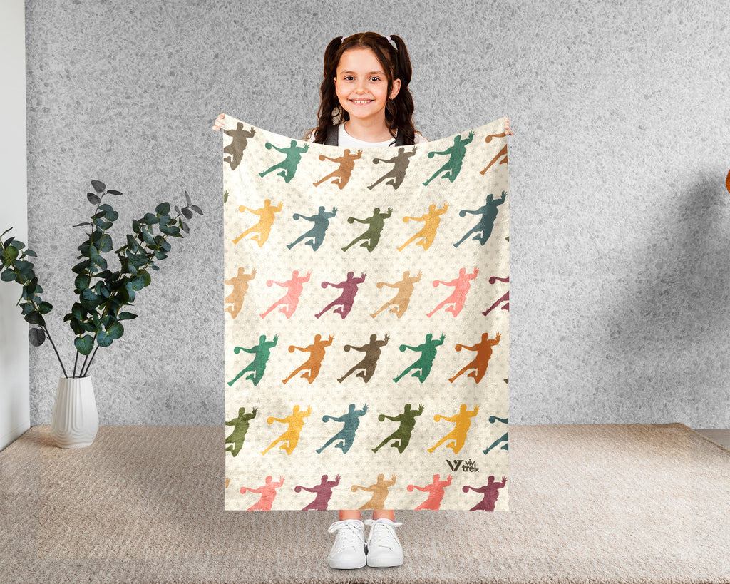 Retro Handball Blanket Cozy Sports Throw Handball Lover Fleece Blanket Sporty Gift Home Decor Idea for Game Day Couch Bedroom