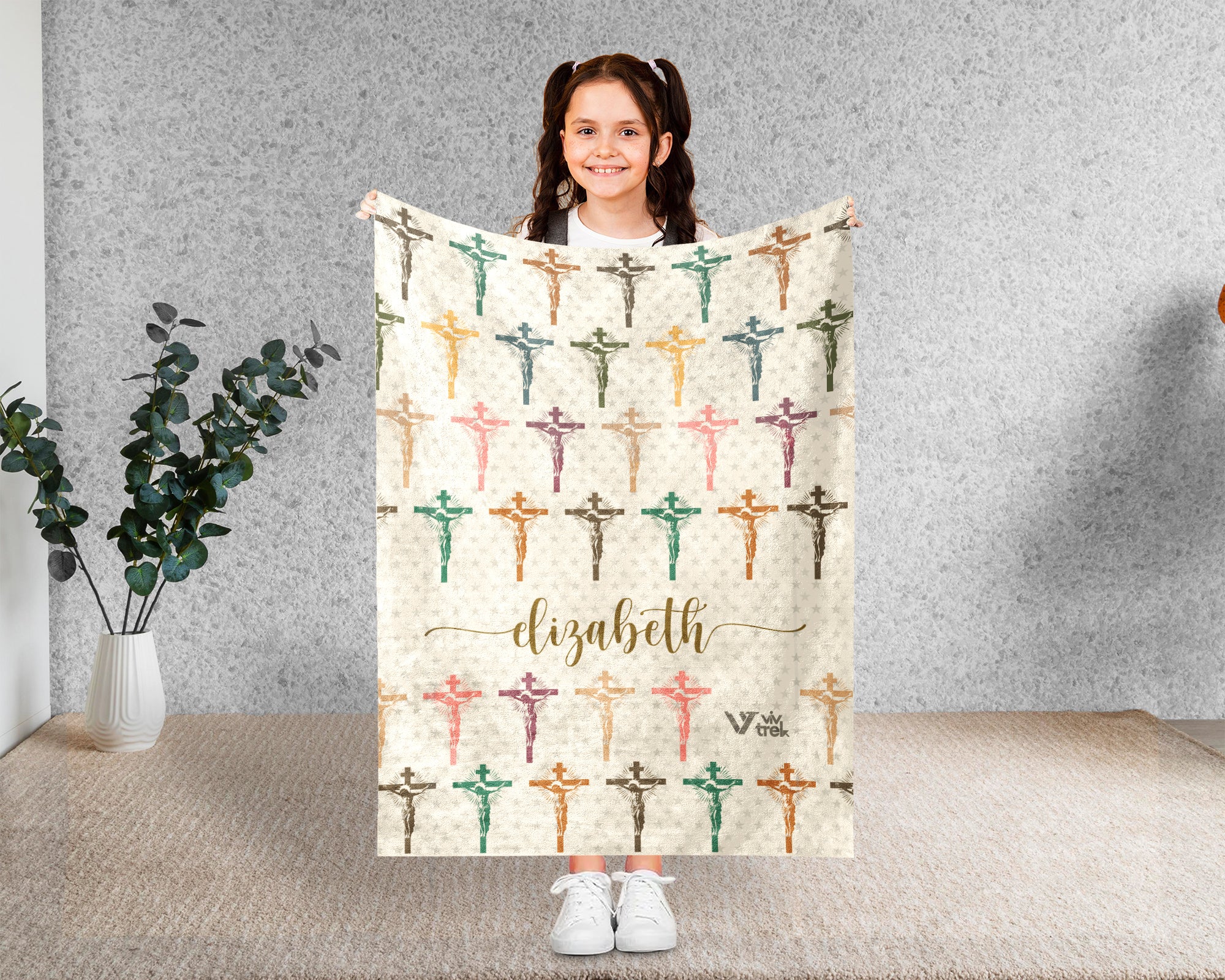 Personalized Christian Faith Blanket with Name, Cozy Custom Name Jesus Throw Gift for Believers, Religious Inspirational Home Decor
